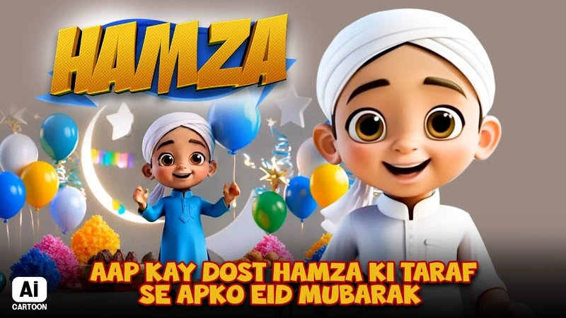Aap Kay Dost Hamza Ki Taraf Se Apko Eid Mubarak | Hamza AI Cartoon Series |  Madani Channel Program
